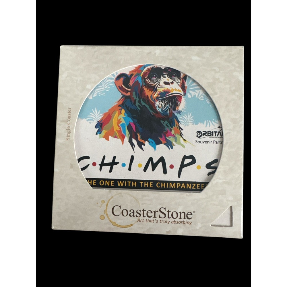 CoasterStone Absorbent Stone Coaster Chimps Chimpanzee